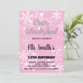 Winter Wonderland Anniversaire Invitations Argent (Debout devant)