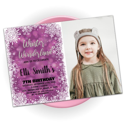 Winter Wonderland Anniversaire Invitations avec ph