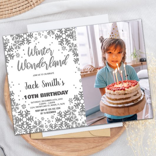Winter Wonderland Anniversaire Invitations avec ph