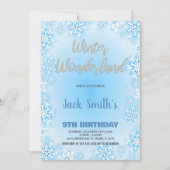 Winter Wonderland Anniversaire Invitations Bleu (Devant)