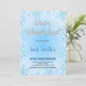 Winter Wonderland Anniversaire Invitations Bleu (Debout devant)