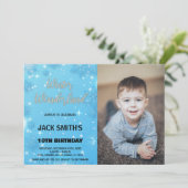 Winter Wonderland Anniversaire Invitations Bleu Ph (Debout devant)