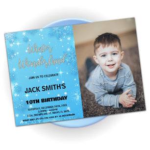 Winter Wonderland Anniversaire Invitations Bleu Ph