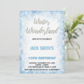 Winter Wonderland Anniversaire Invitations Blue Cl (Debout devant)