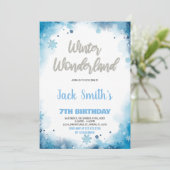 Winter Wonderland Anniversaire Invitations Blue Cl (Debout devant)