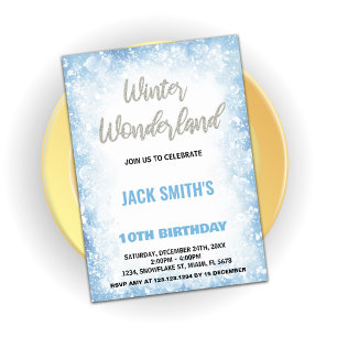 Winter Wonderland Anniversaire Invitations Blue Cl