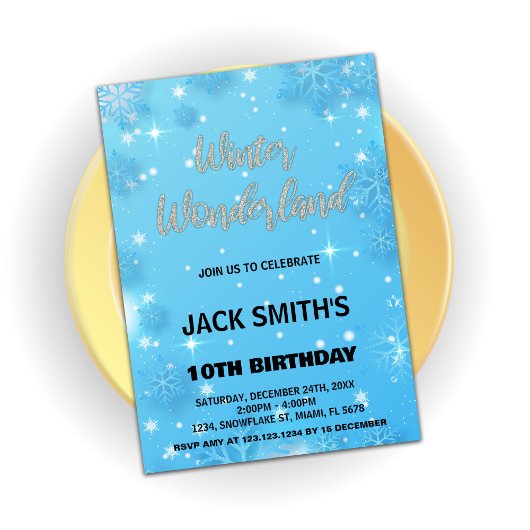 Winter Wonderland Anniversaire Invitations Blue Si