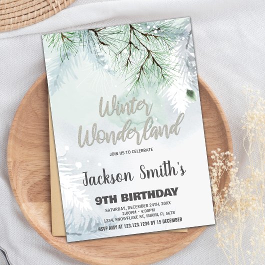 Winter Wonderland Anniversaire Invitations Pine Si