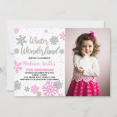 Winter Wonderland Anniversaire Invitations Pink Ph (Devant)