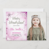 Winter Wonderland Anniversaire Invitations Pink ph (Devant)