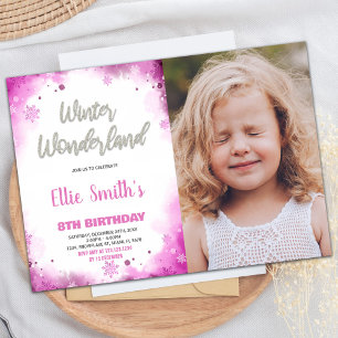Winter Wonderland Anniversaire Invitations Pink Ph