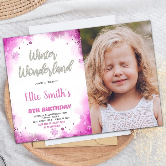 Winter Wonderland Anniversaire Invitations Pink Ph