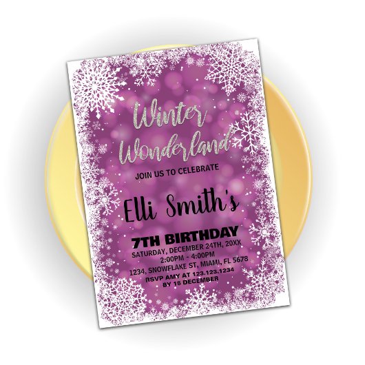 Winter Wonderland Anniversaire Invitations Purple