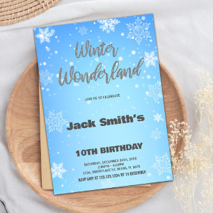 Winter Wonderland Anniversaire Invitations Silver 