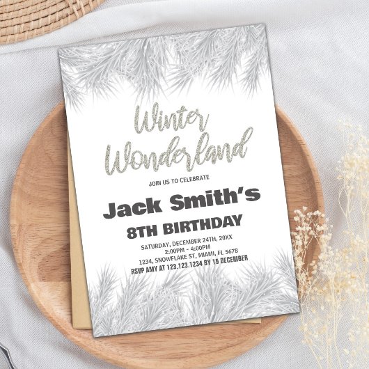 Winter Wonderland Anniversaire Invitations Silver
