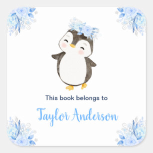Winter Wonderland Arctische Pinguïn Kinderen Boekp Vierkante Sticker