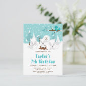 Winter Wonderland Arctische Vos Verjaardagsfeestje Briefkaart (Staand voorkant)