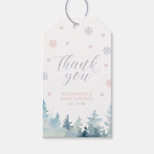 Winter Wonderland Baby shower Bedankt Favor Cadeaulabel (Voorkant)
