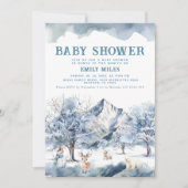 Winter Wonderland Baby shower bleu Invitation (Devant)