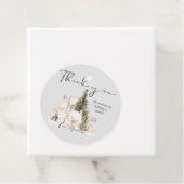 Winter Wonderland Baby shower Circle Dank u Label (In situ)