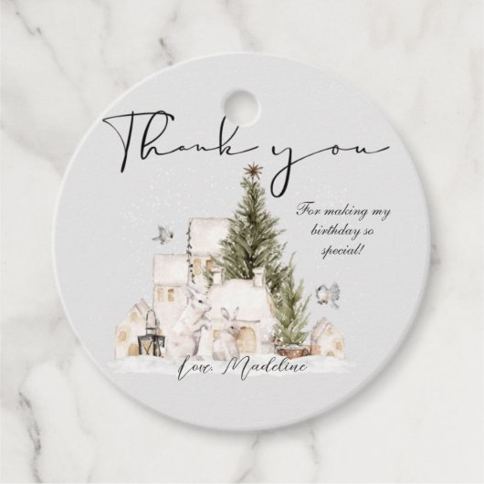 Winter Wonderland Baby shower Circle Dank u Label (Voorkant)