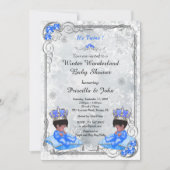 Winter Wonderland Baby shower Invitation Twins Boy (Devant)