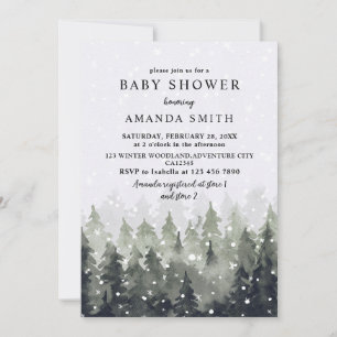 Winter Wonderland Besneeuwde Bos Baby Shower Kaart