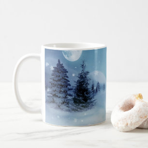 Winter Wonderland bij nacht Koffiemok