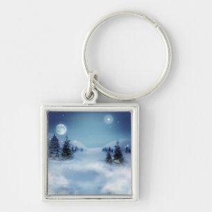 Winter Wonderland bij nacht Sleutelhanger