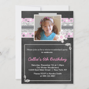 Winter Wonderland Birthday Party Invitation roink Kaart