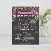 Winter Wonderland Birthday Uitnodiging (Staand voorkant)