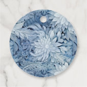 Winter Wonderland Blauw ijzig patroon Bedankjes Labels (Achterkant)