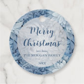 Winter Wonderland Blauw ijzig patroon Bedankjes Labels (Voorkant)