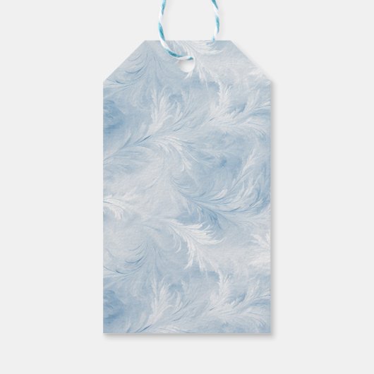 Winter Wonderland Blauw ijzig patroon Cadeaulabel (Achterkant)