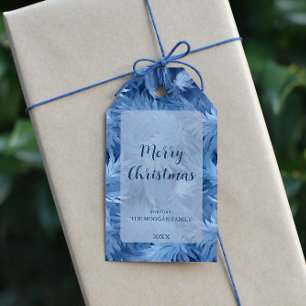 Winter Wonderland Blauw ijzig patroon Cadeaulabel