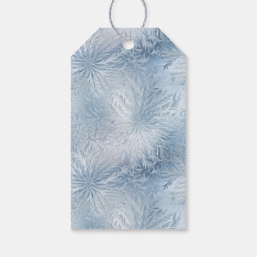 Winter Wonderland Blauw ijzig patroon Cadeaulabel (Achterkant)