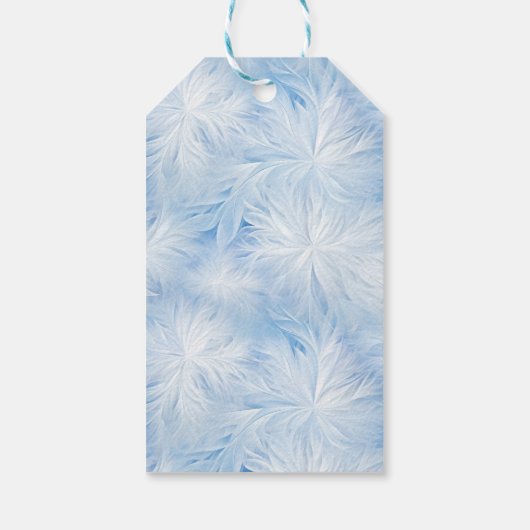Winter Wonderland Blauw ijzig patroon Cadeaulabel (Achterkant)