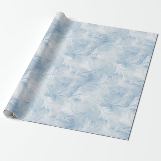 Winter Wonderland Blauw ijzig patroon Cadeaupapier (Uitgerold)
