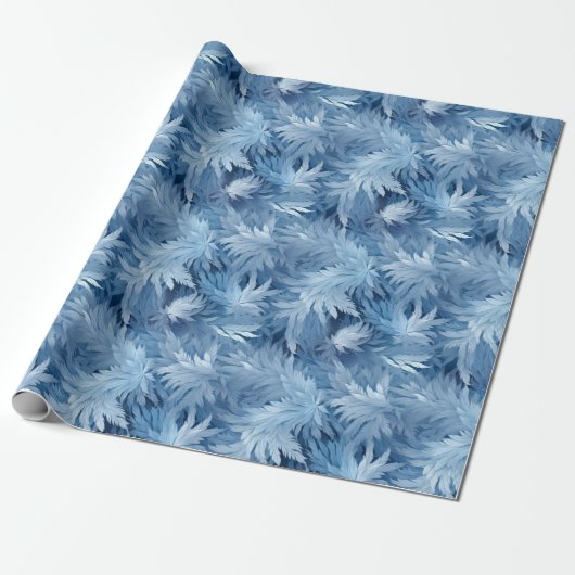Winter Wonderland Blauw ijzig patroon Cadeaupapier (Uitgerold)