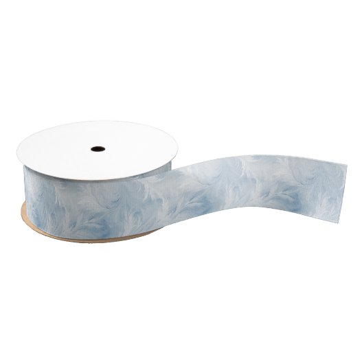 Winter Wonderland Blauw ijzig patroon Grosgrain Lint (Spoel)