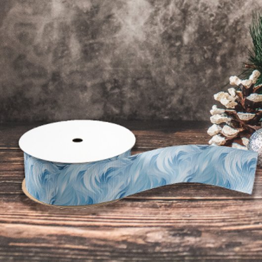 Winter Wonderland Blauw ijzig patroon Grosgrain Lint