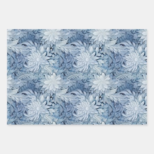 Winter Wonderland Blauw ijzig patroon Inpakpapier Vel (Voorkant 3)