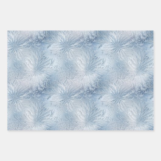 Winter Wonderland Blauw ijzig patroon Inpakpapier Vel (Voorkant 2)