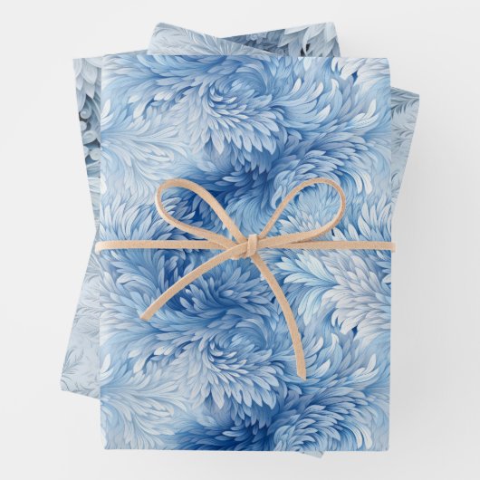 Winter Wonderland Blauw ijzig patroon Inpakpapier Vel (In situ)