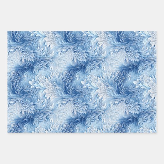 Winter Wonderland Blauw ijzig patroon Inpakpapier Vel (Voorkant)