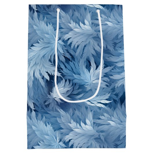 Winter Wonderland Blauw ijzig patroon Medium Cadeauzakje (Achterkant)