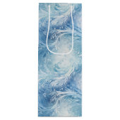 Winter Wonderland Blauw ijzig patroon Wijn Cadeautas (Voorkant)