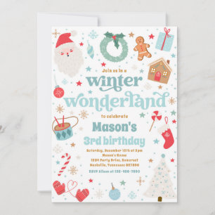 Winter Wonderland Blauw Kerstmis Verjaardagsfeest Kaart
