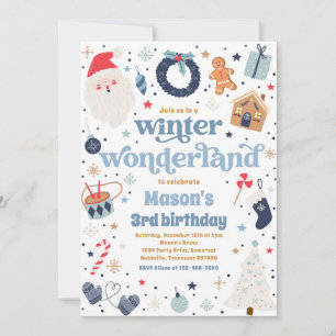 Winter Wonderland Blauw Kerstmis Verjaardagsfeest Kaart