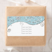 Winter Wonderland Blauw Zilver Swirl Elegant Party Etiket (Insitu)